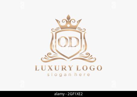 OD Letter Royal Luxury Logo template in vector art for Restaurant, Royalty, Boutique, Cafe, Hotel, Heraldic, Jewelry, Fashion and other vector illustr Stock Vector