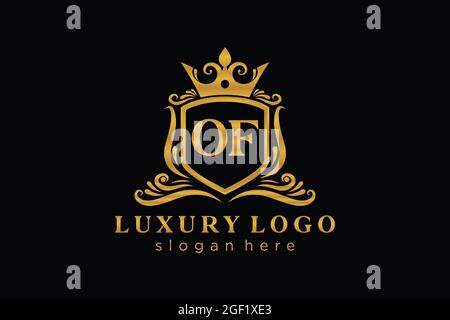 OF Letter Royal Luxury Logo template in vector art for Restaurant, Royalty, Boutique, Cafe, Hotel, Heraldic, Jewelry, Fashion and other vector illustr Stock Vector