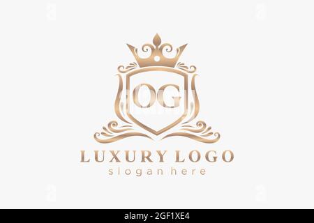 OG Letter Royal Luxury Logo template in vector art for Restaurant, Royalty, Boutique, Cafe, Hotel, Heraldic, Jewelry, Fashion and other vector illustr Stock Vector