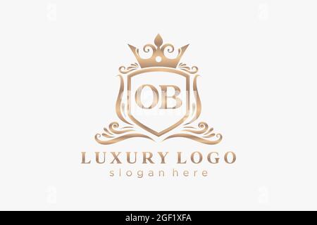 OB Letter Royal Luxury Logo template in vector art for Restaurant, Royalty, Boutique, Cafe, Hotel, Heraldic, Jewelry, Fashion and other vector illustr Stock Vector