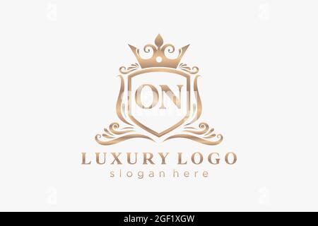 ON Letter Royal Luxury Logo template in vector art for Restaurant, Royalty, Boutique, Cafe, Hotel, Heraldic, Jewelry, Fashion and other vector illustr Stock Vector