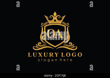 OA Letter Royal Luxury Logo template in vector art for Restaurant, Royalty, Boutique, Cafe, Hotel, Heraldic, Jewelry, Fashion and other vector illustr Stock Vector