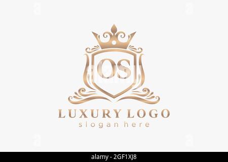 OS Letter Royal Luxury Logo template in vector art for Restaurant, Royalty, Boutique, Cafe, Hotel, Heraldic, Jewelry, Fashion and other vector illustr Stock Vector