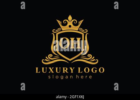OH Letter Royal Luxury Logo template in vector art for Restaurant, Royalty, Boutique, Cafe, Hotel, Heraldic, Jewelry, Fashion and other vector illustr Stock Vector