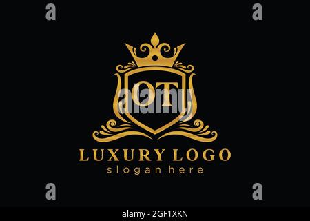 OT Letter Royal Luxury Logo template in vector art for Restaurant, Royalty, Boutique, Cafe, Hotel, Heraldic, Jewelry, Fashion and other vector illustr Stock Vector