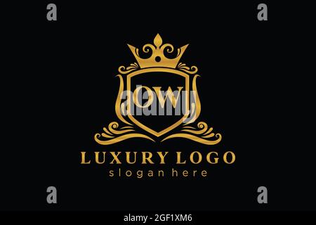 OW Letter Royal Luxury Logo template in vector art for Restaurant, Royalty, Boutique, Cafe, Hotel, Heraldic, Jewelry, Fashion and other vector illustr Stock Vector