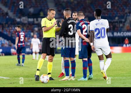 Valencia, Spain. 23rd Aug, 2021. FOOTBALL - LEVANTE UD VS REAL MADRID Ruben Vezo of Levante in action during the Spanish League, La Liga, football match between Levante and Real Madrid on August 22, 2021 at Ciutat de Valencia Stadium in Valencia, Spain. Photo: Xisco Navarro Credit: CORDON PRESS/Alamy Live News Stock Photo
