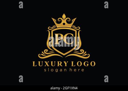 PC Letter Royal Luxury Logo template in vector art for Restaurant, Royalty, Boutique, Cafe, Hotel, Heraldic, Jewelry, Fashion and other vector illustr Stock Vector