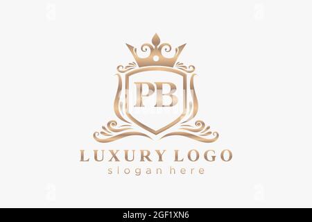 PB Letter Royal Luxury Logo template in vector art for Restaurant, Royalty, Boutique, Cafe, Hotel, Heraldic, Jewelry, Fashion and other vector illustr Stock Vector