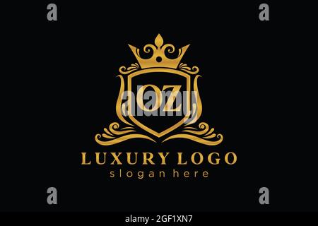 OZ Letter Royal Luxury Logo template in vector art for Restaurant, Royalty, Boutique, Cafe, Hotel, Heraldic, Jewelry, Fashion and other vector illustr Stock Vector