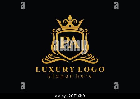 PA Letter Royal Luxury Logo template in vector art for Restaurant, Royalty, Boutique, Cafe, Hotel, Heraldic, Jewelry, Fashion and other vector illustr Stock Vector