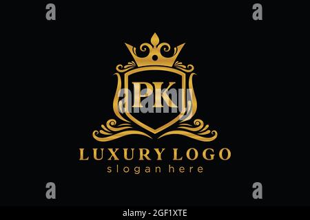 PK Letter Royal Luxury Logo template in vector art for Restaurant, Royalty, Boutique, Cafe, Hotel, Heraldic, Jewelry, Fashion and other vector illustr Stock Vector