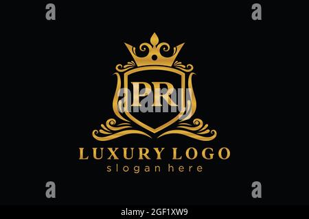 PR Letter Royal Luxury Logo template in vector art for Restaurant, Royalty, Boutique, Cafe, Hotel, Heraldic, Jewelry, Fashion and other vector illustr Stock Vector