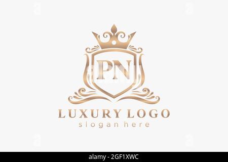 PN Letter Royal Luxury Logo template in vector art for Restaurant, Royalty, Boutique, Cafe, Hotel, Heraldic, Jewelry, Fashion and other vector illustr Stock Vector