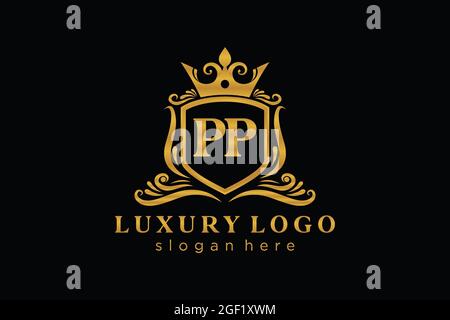 PP Letter Royal Luxury Logo template in vector art for Restaurant, Royalty, Boutique, Cafe, Hotel, Heraldic, Jewelry, Fashion and other vector illustr Stock Vector