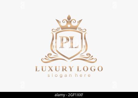 PL Letter Royal Luxury Logo template in vector art for Restaurant, Royalty, Boutique, Cafe, Hotel, Heraldic, Jewelry, Fashion and other vector illustr Stock Vector