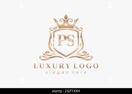 PS Letter Royal Luxury Logo template in vector art for Restaurant, Royalty, Boutique, Cafe, Hotel, Heraldic, Jewelry, Fashion and other vector illustr Stock Vector