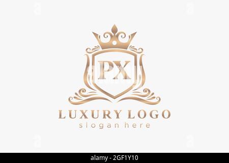 PX Letter Royal Luxury Logo template in vector art for Restaurant, Royalty, Boutique, Cafe, Hotel, Heraldic, Jewelry, Fashion and other vector illustr Stock Vector