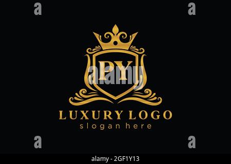 PY Letter Royal Luxury Logo template in vector art for Restaurant, Royalty, Boutique, Cafe, Hotel, Heraldic, Jewelry, Fashion and other vector illustr Stock Vector