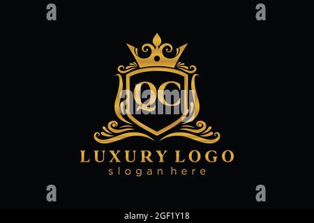 QC Letter Royal Luxury Logo template in vector art for Restaurant, Royalty, Boutique, Cafe, Hotel, Heraldic, Jewelry, Fashion and other vector illustr Stock Vector