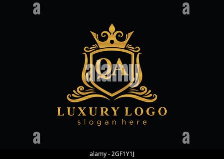 QA Letter Royal Luxury Logo template in vector art for Restaurant, Royalty, Boutique, Cafe, Hotel, Heraldic, Jewelry, Fashion and other vector illustr Stock Vector