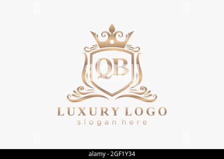 QB Letter Royal Luxury Logo template in vector art for Restaurant, Royalty, Boutique, Cafe, Hotel, Heraldic, Jewelry, Fashion and other vector illustr Stock Vector