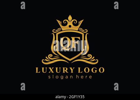 QF Letter Royal Luxury Logo template in vector art for Restaurant, Royalty, Boutique, Cafe, Hotel, Heraldic, Jewelry, Fashion and other vector illustr Stock Vector