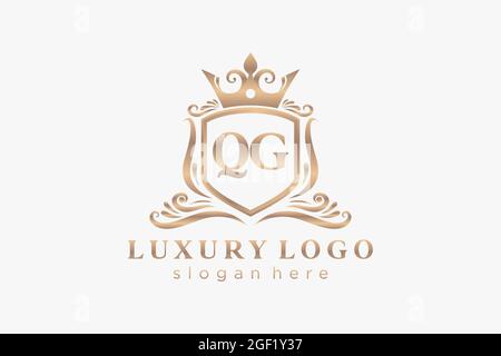 QG Letter Royal Luxury Logo template in vector art for Restaurant, Royalty, Boutique, Cafe, Hotel, Heraldic, Jewelry, Fashion and other vector illustr Stock Vector