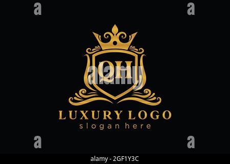 QH Letter Royal Luxury Logo template in vector art for Restaurant, Royalty, Boutique, Cafe, Hotel, Heraldic, Jewelry, Fashion and other vector illustr Stock Vector