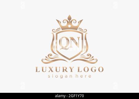 QN Letter Royal Luxury Logo template in vector art for Restaurant, Royalty, Boutique, Cafe, Hotel, Heraldic, Jewelry, Fashion and other vector illustr Stock Vector