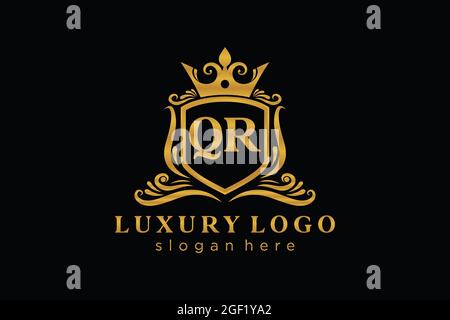 QR Letter Royal Luxury Logo template in vector art for Restaurant, Royalty, Boutique, Cafe, Hotel, Heraldic, Jewelry, Fashion and other vector illustr Stock Vector