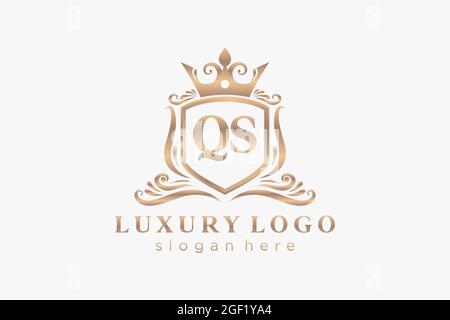 QS Letter Royal Luxury Logo template in vector art for Restaurant, Royalty, Boutique, Cafe, Hotel, Heraldic, Jewelry, Fashion and other vector illustr Stock Vector