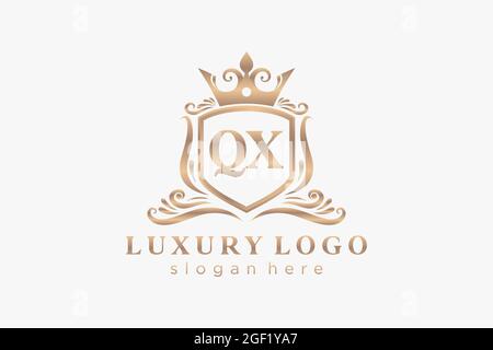 QX Letter Royal Luxury Logo template in vector art for Restaurant, Royalty, Boutique, Cafe, Hotel, Heraldic, Jewelry, Fashion and other vector illustr Stock Vector