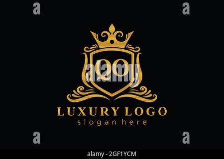 QO Letter Royal Luxury Logo template in vector art for Restaurant, Royalty, Boutique, Cafe, Hotel, Heraldic, Jewelry, Fashion and other vector illustr Stock Vector
