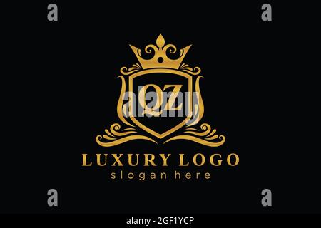 QZ Letter Royal Luxury Logo template in vector art for Restaurant, Royalty, Boutique, Cafe, Hotel, Heraldic, Jewelry, Fashion and other vector illustr Stock Vector