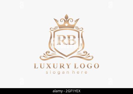 RB Letter Royal Luxury Logo template in vector art for Restaurant, Royalty, Boutique, Cafe, Hotel, Heraldic, Jewelry, Fashion and other vector illustr Stock Vector
