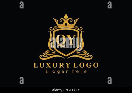QY Letter Royal Luxury Logo template in vector art for Restaurant, Royalty, Boutique, Cafe, Hotel, Heraldic, Jewelry, Fashion and other vector illustr Stock Vector