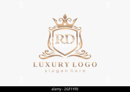 RD Letter Royal Luxury Logo template in vector art for Restaurant, Royalty, Boutique, Cafe, Hotel, Heraldic, Jewelry, Fashion and other vector illustr Stock Vector