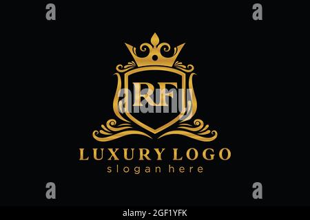 RF Letter Royal Luxury Logo template in vector art for Restaurant, Royalty, Boutique, Cafe, Hotel, Heraldic, Jewelry, Fashion and other vector illustr Stock Vector
