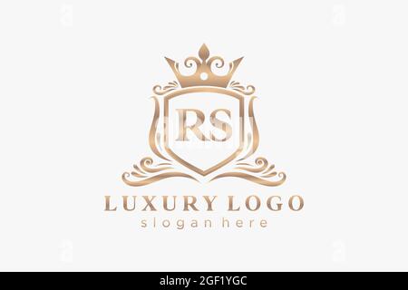RS Letter Royal Luxury Logo template in vector art for Restaurant, Royalty, Boutique, Cafe, Hotel, Heraldic, Jewelry, Fashion and other vector illustr Stock Vector