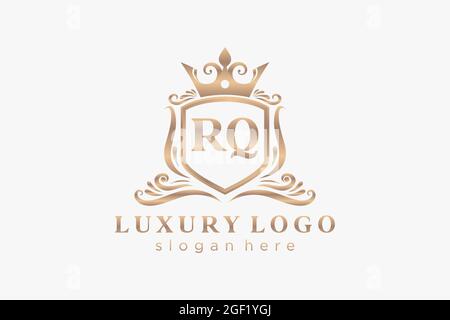 RQ Letter Royal Luxury Logo template in vector art for Restaurant, Royalty, Boutique, Cafe, Hotel, Heraldic, Jewelry, Fashion and other vector illustr Stock Vector