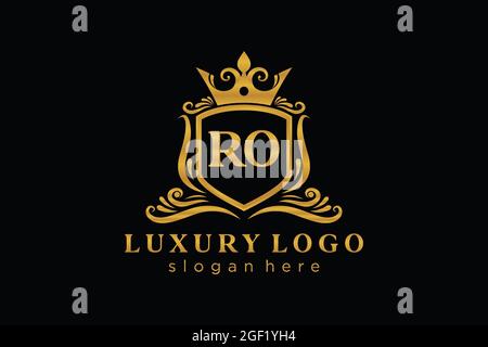 RO Letter Royal Luxury Logo template in vector art for Restaurant, Royalty, Boutique, Cafe, Hotel, Heraldic, Jewelry, Fashion and other vector illustr Stock Vector