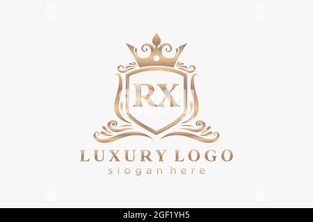 RX Letter Royal Luxury Logo template in vector art for Restaurant, Royalty, Boutique, Cafe, Hotel, Heraldic, Jewelry, Fashion and other vector illustr Stock Vector