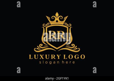RR Letter Royal Luxury Logo template in vector art for Restaurant, Royalty, Boutique, Cafe, Hotel, Heraldic, Jewelry, Fashion and other vector illustr Stock Vector