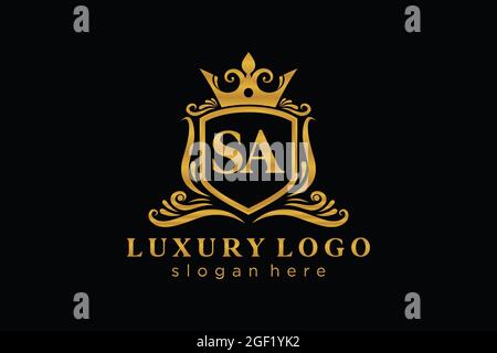 SA Letter Royal Luxury Logo template in vector art for Restaurant, Royalty, Boutique, Cafe, Hotel, Heraldic, Jewelry, Fashion and other vector illustr Stock Vector