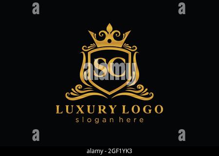 SC Letter Royal Luxury Logo template in vector art for Restaurant, Royalty, Boutique, Cafe, Hotel, Heraldic, Jewelry, Fashion and other vector illustr Stock Vector