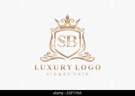 SB Letter Royal Luxury Logo template in vector art for Restaurant, Royalty, Boutique, Cafe, Hotel, Heraldic, Jewelry, Fashion and other vector illustr Stock Vector