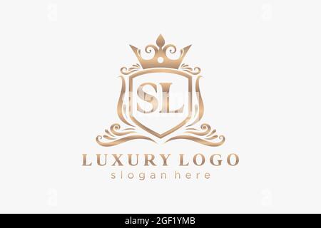 SL Letter Royal Luxury Logo template in vector art for Restaurant, Royalty, Boutique, Cafe, Hotel, Heraldic, Jewelry, Fashion and other vector illustr Stock Vector