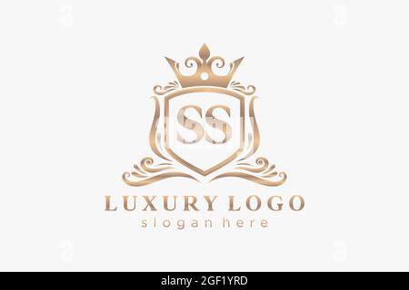 SS Letter Royal Luxury Logo template in vector art for Restaurant, Royalty, Boutique, Cafe, Hotel, Heraldic, Jewelry, Fashion and other vector illustr Stock Vector