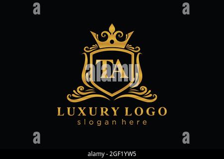 TA Letter Royal Luxury Logo template in vector art for Restaurant, Royalty, Boutique, Cafe, Hotel, Heraldic, Jewelry, Fashion and other vector illustr Stock Vector